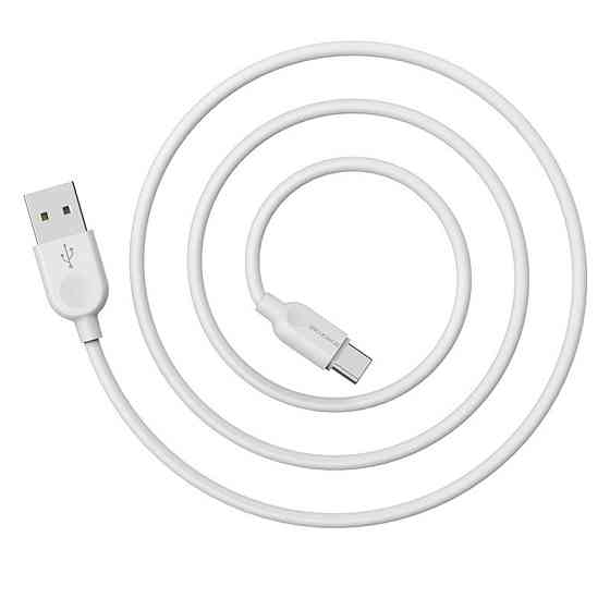 Кабель BOROFONE BX14 USB to Type-C 2.4A, 3m, PVC, TPE connectors, White Київ