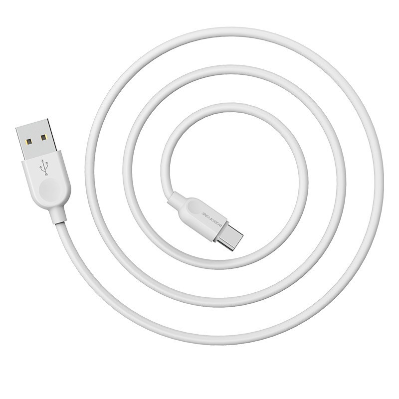 Кабель BOROFONE BX14 USB to Type-C 2.4A, 3m, PVC, TPE connectors, White Київ - фото 3