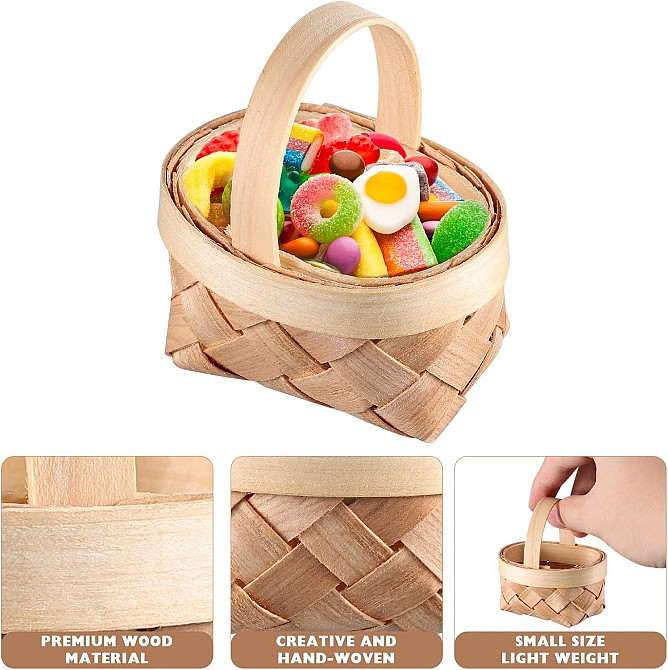 Декоративні плетені міні-кошики для Великодніх яєць та смаколиків 12 шт Луцьк - фото 1