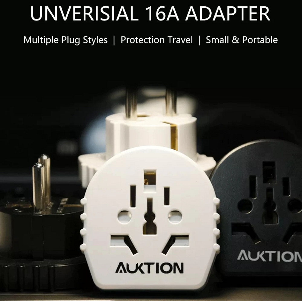 Універсальний перехід Aukion з US/UK/AU на євро (EU) вилку v2 (Білий, 16А) Миколаїв - фото 3