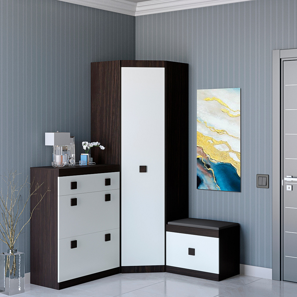 Прихожая Эверест Соната комплект 15 (модульная - 3 элемента) венге темный + белый (DTM-2527) Львов - изображение 1