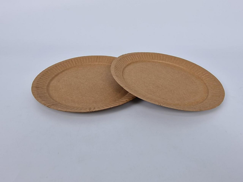 Одноразовые тарелки бумажные   диаметр 210мм КРАФТ (100 шт) Харьков - изображение 1