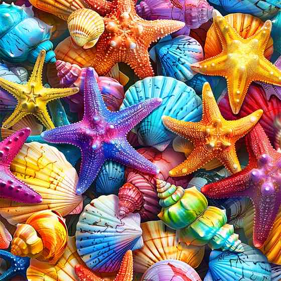 Алмазна мозаїка "Кольорові морські зірки" BH013 неповна викладка 25х25 см Вінниця