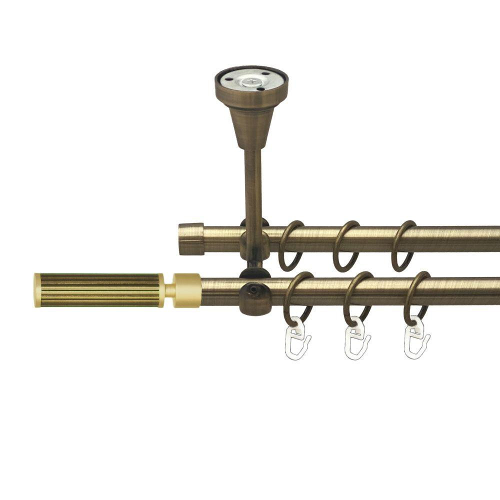 Карниз Orvit Галерія металевий дворядний відкритий до стелі гладка труба кільце металеве Антик 16\16 мм 240 см Львов - изображение 1