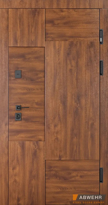 Двері вуличні, модель LP-12 Supreme ТЕРМОРОЗРИВ 3 контури ущільнення, дуб темний/ваніль Київ - фото 1