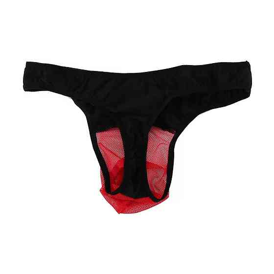 Мужские стринги с сеткой универсальный черно-красный Киев