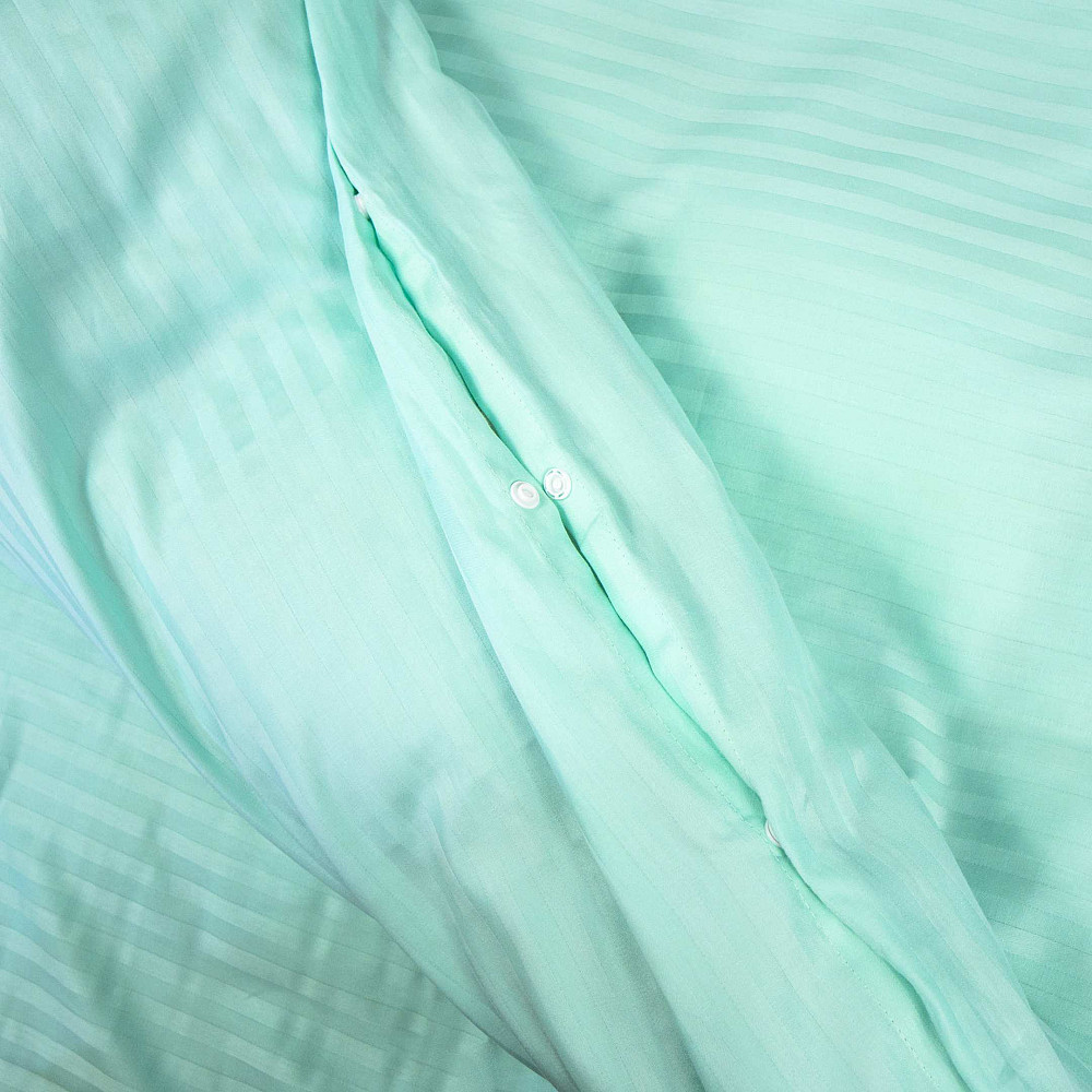 Постельное белье Страйп Сатин Полуторное 125 г/м2 YouStar (Мятный) 2 х 70х70 Сумы - изображение 3