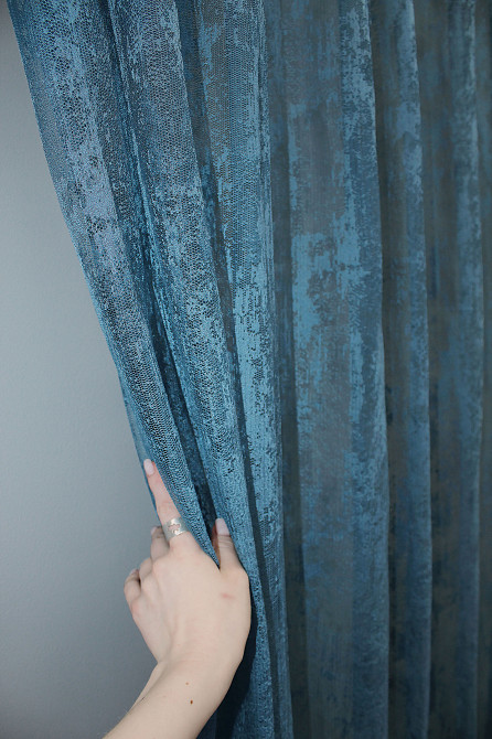 Тюль VR-Textil 1401т Мармур Жакард Синій 350х250 см (42-1117) Київ - фото 2