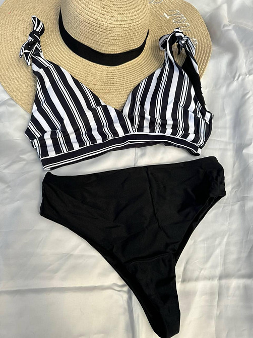 Женский раздельный купальник лиф на завязках Черный S Харьков - изображение 2