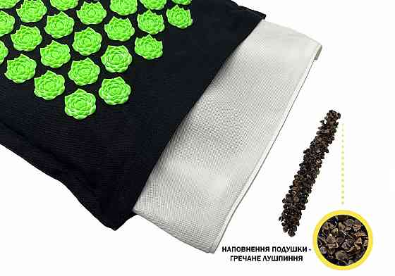 EasyFit Масажний килимок EasyFit AcuRelax з голками (аплікатор Кузнєцова) чорно-зелений Коломыя