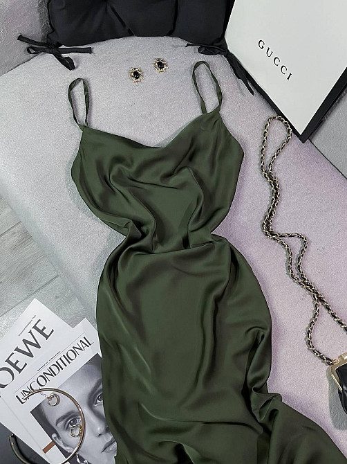 Жіноче романтичне елегантне плаття шовк Хакі, 42/44 Одеса - фото 2