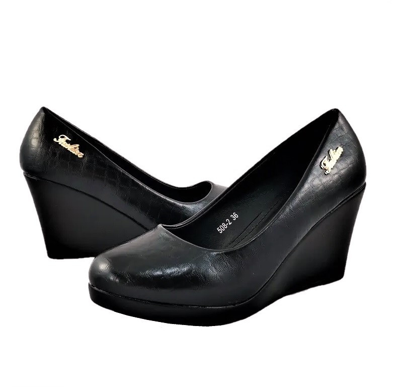 Жіночі Туфлі на Танкетці Чорні на платформі Лакові Шкіряні (розміри: 37,38) — 08-2 Дніпро - фото 1