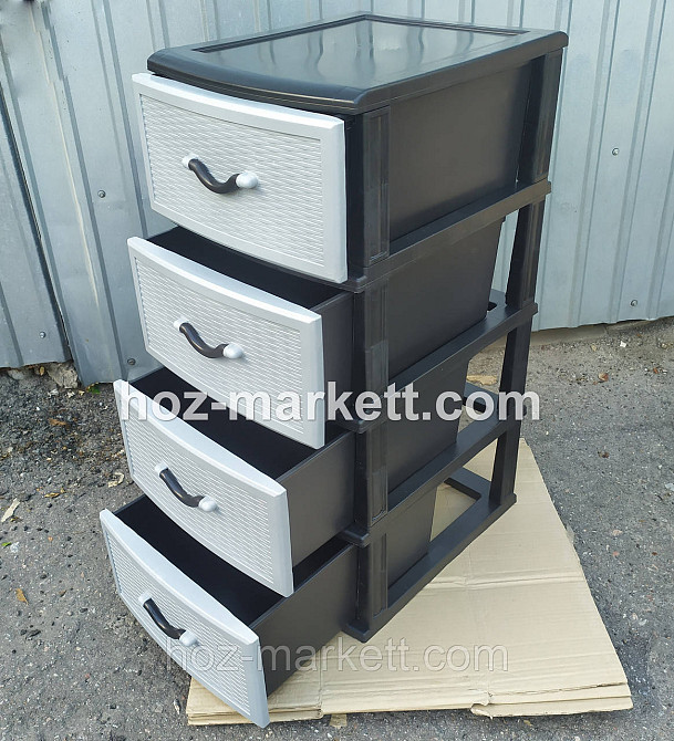 Тумбочка-комод пластиковий сірий на 4 ящики виробництво Україна Харків - фото 10