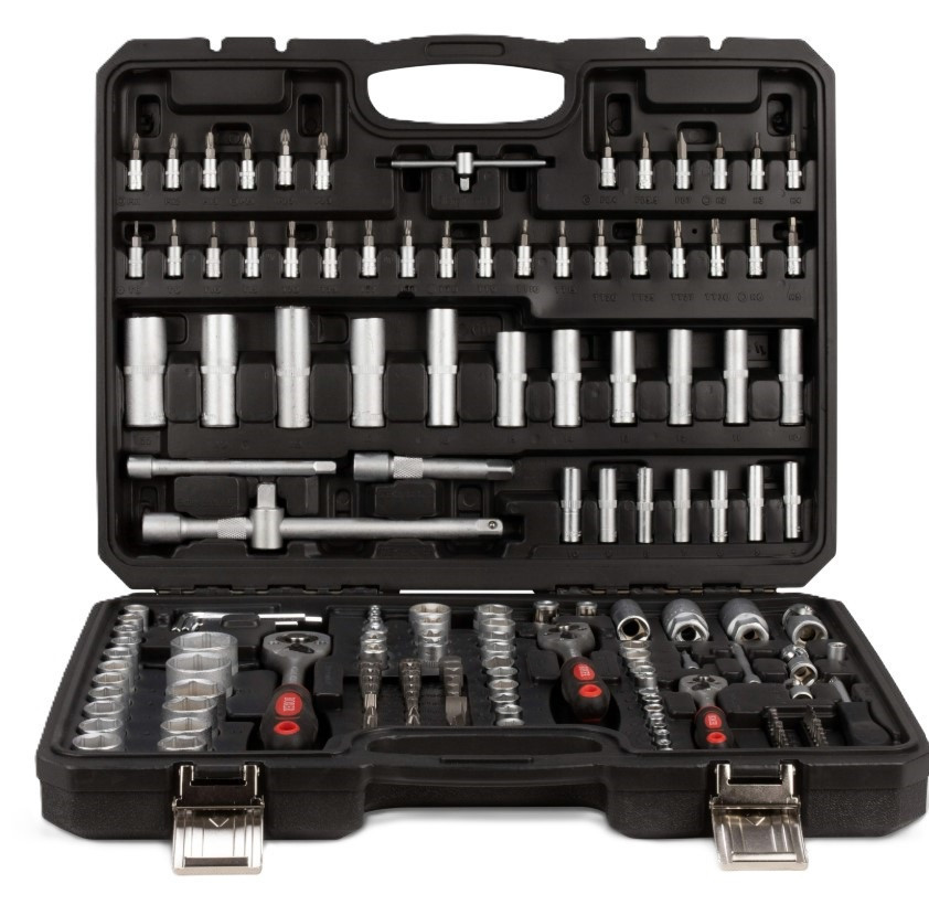 BX-011S Набор гаечных ключей и головок 172 предмета в кейсе, CrV сталь, 1/2