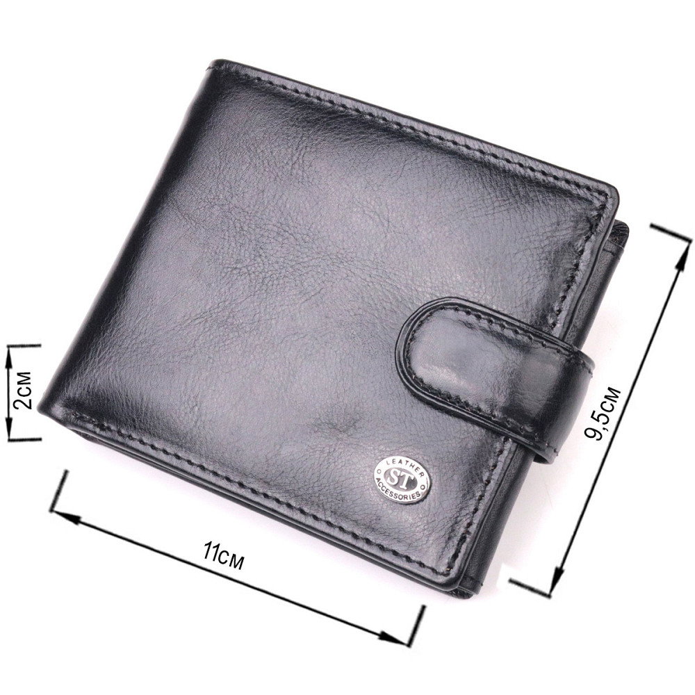 Классический мужской бумажник из натуральной кожи ST Leather 19407 Черный Киев - изображение 3