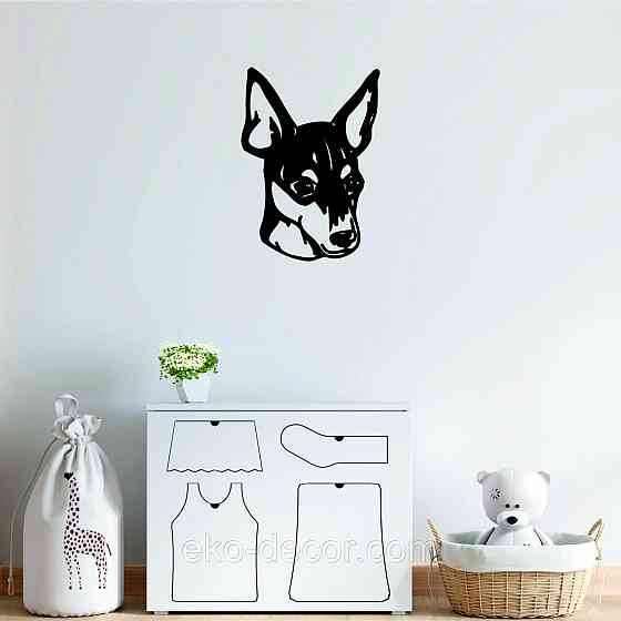 Декоративне настінне Панно «Фокстер'єр», Декор на стіну 90*76 см, Чорний Київ