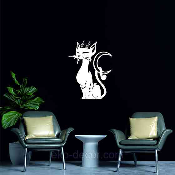 Декоративное настенное 3D Панно «Кот» Декор на стену с объемом 70*52 см, Белый Киев