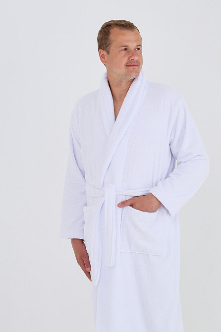 Мужской махровый халат Ideal Textile белый (56860706) S Черновцы - изображение 1