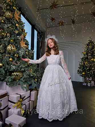 Святкова білп сукня з рукавами Емілія Кривий Ріг
