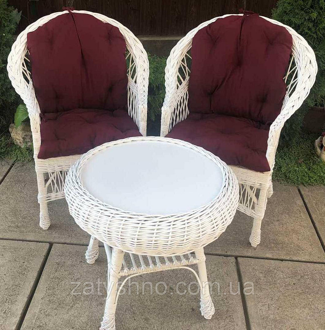 Плетеная белая мебель  |  Мебель из лозы белая |мебель плетеная с журнальным столом Киев - изображение 7