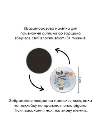 Термонаклейки для привчання до горщика дитячі для малюків багаторазові набір з 5 штук  MegaZayka тварини Кривий Ріг