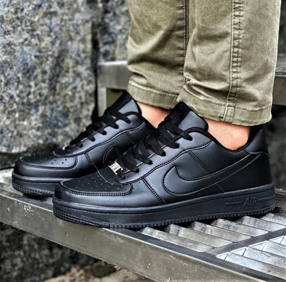 Кроссовки Nike Черные Мужские Кожаные Найк Форсы (размеры: 39,41,43,44) Днепр - изображение 4