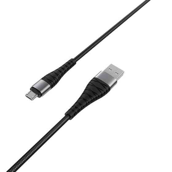 Кабель BOROFONE BX32 USB to Micro 2.4A, 1m, nylon, aluminum+TPE connectors, Black Київ