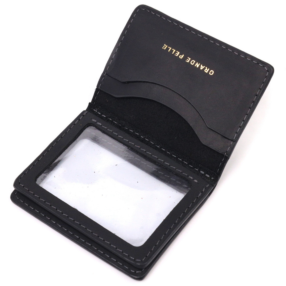 Відмінна обкладинка на автодокументи у вінтажній шкірі Серце GRANDE PELLE 16708 Чорна Київ - фото 6