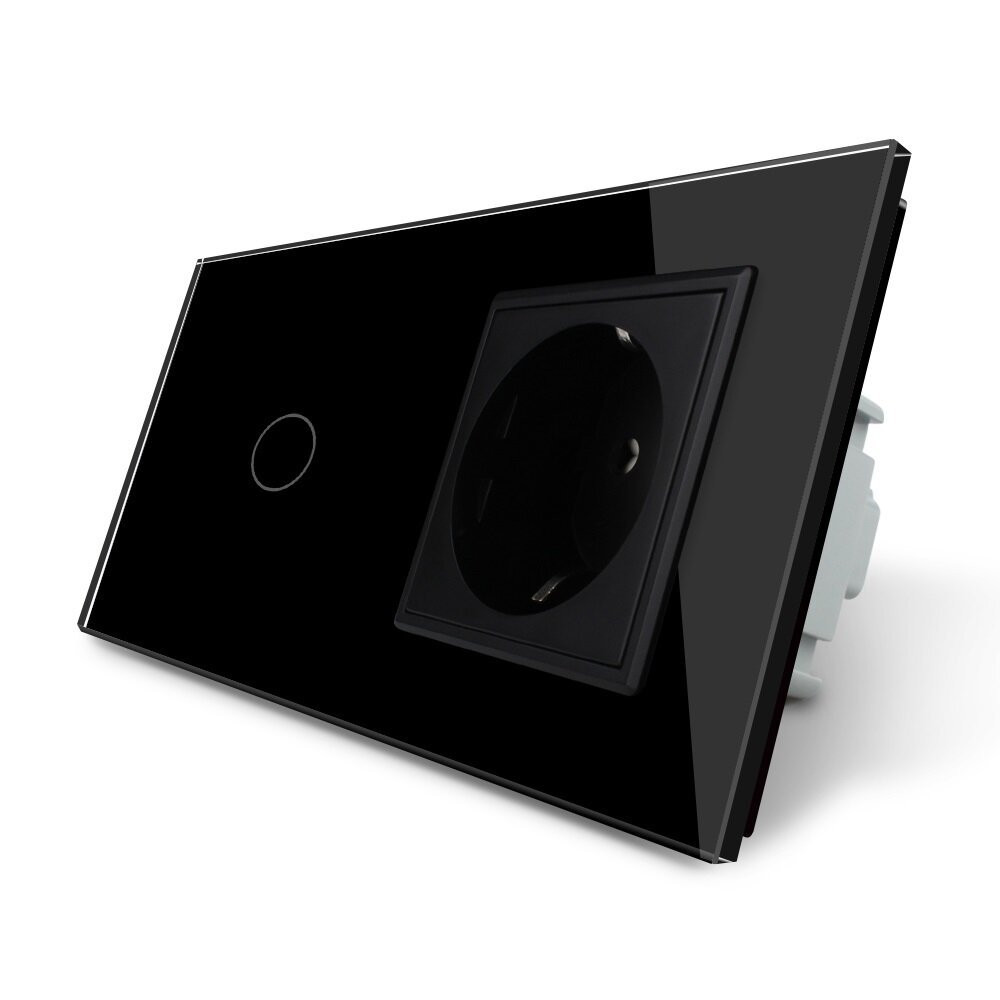 LIVOLO Розумний сенсорний ZigBee вимикач 1 сенсор 1 розетка Livolo чорний скло (VL-C701Z/C7C1EU Коломыя - изображение 2