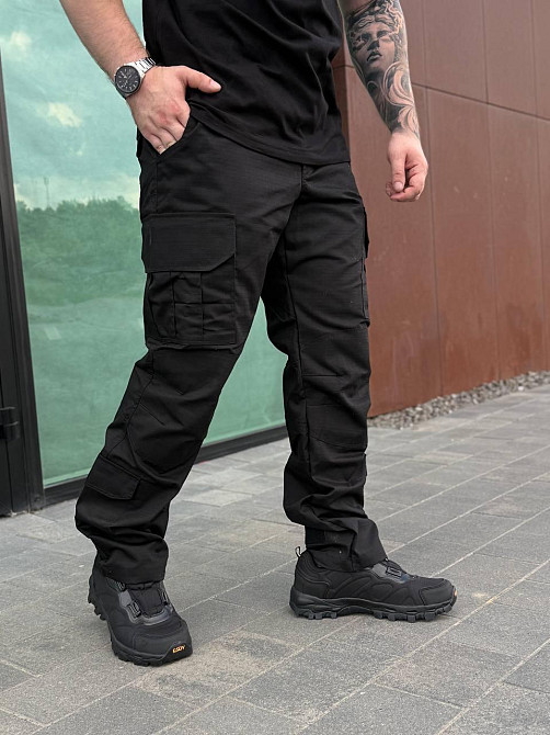 Чорні літні тактичні штани ріп-стоп, чоловічі військові штани ЗСУ для штурму, служби та повсякденного носіння Львів - фото 7