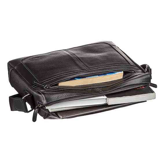 Деловая мужская сумка из кожи флотар на плечо SHVIGEL 11244 Черная Киев