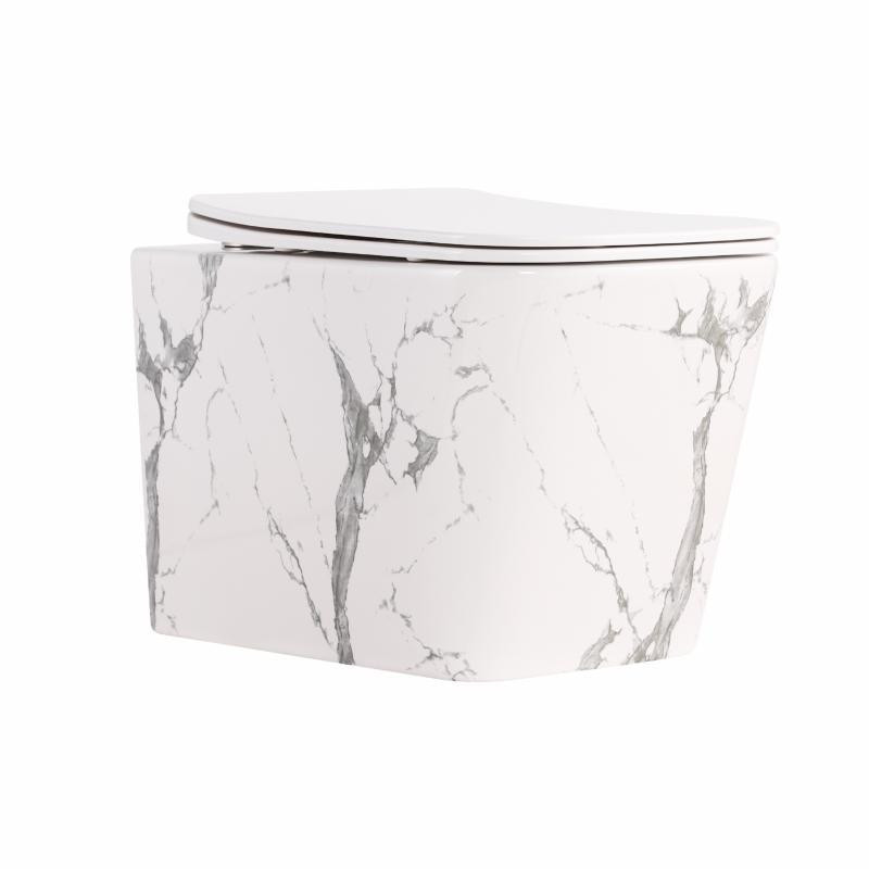 Унитаз подвесной Qtap Tern Ultra Quiet 520×345×325 мм, Marble, с сиденьем Slim Duroplast / Soft-close / Quick Release Киев - изображение 1