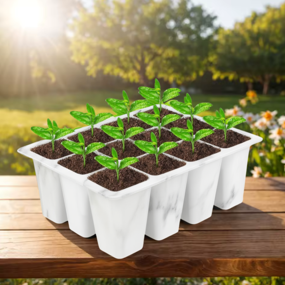 Кассета для рассады лоток садовый на 12 ячеек, силиконовый, многоразовый для выращивания семян, растений, цветов, белый Каменец-Подольский - изображение 2