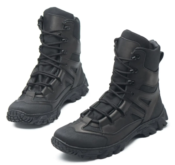 Чоловічі військові шкіряні берці демісезонні чорні, тактичні якісніводостійкі шкіряні берці Львів