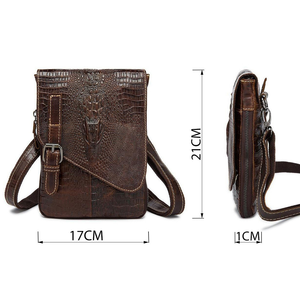 Сумка-месенджер тиснення під екзотику Vintage 20038 Коричнева Київ - фото 3