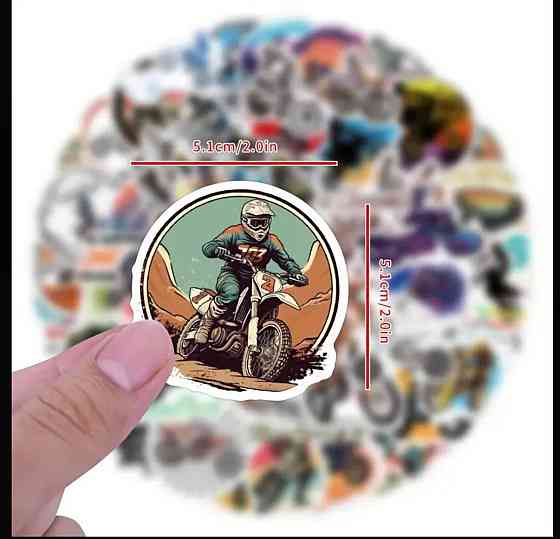 Наклейки Мотокрос 65 шт – набор стикеров для ноутбука, телефона, шлема Киев