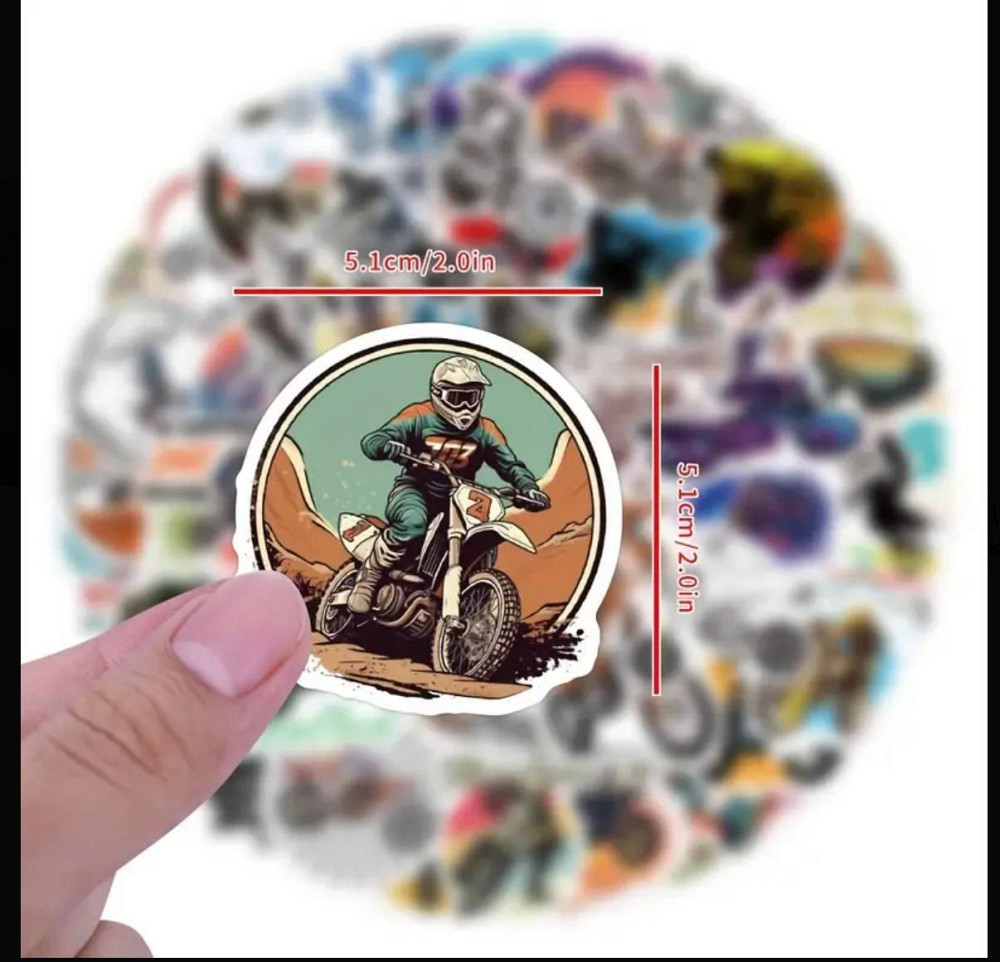 Наклейки Мотокрос 65 шт – набор стикеров для ноутбука, телефона, шлема Киев - изображение 3