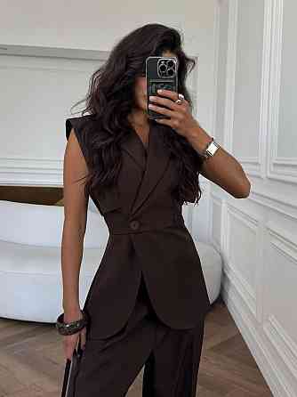 Женский классический костюм брючный двойка костюмка Шоколад, 46/48 Одесса