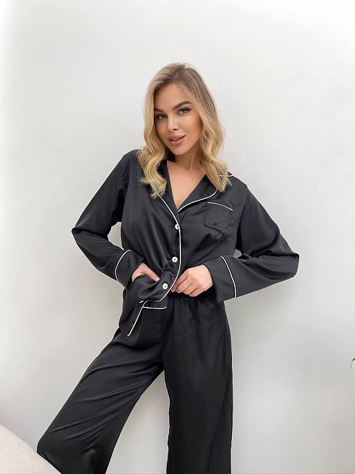 Женская стильная пижама двойка: рубашка и брюки из шелка Армани Одесса - изображение 5