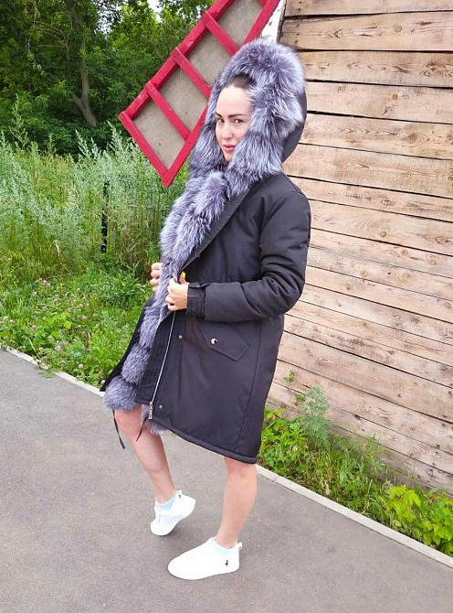 Парка женская с мехом чернобурки, черная , р42-60. длина 70 Харьков - изображение 5