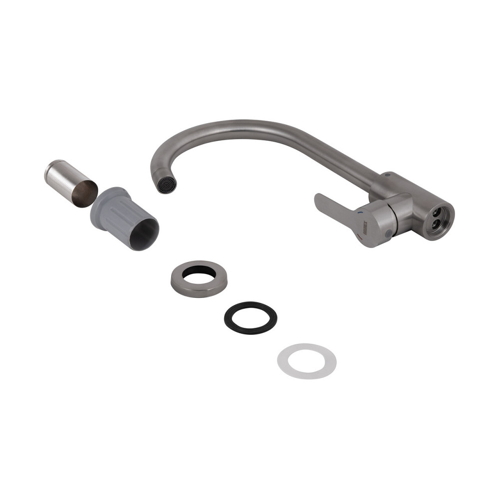 Змішувач для кухні U-подібний Brinex Pure 015F U-подібний Nickel BRIPUR015FNKL Київ - фото 5