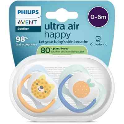 Пустышка Philips AVENT Ultra Air 0-6 місяців 2 шт жовто-блакитна (SCF080/23) Винница