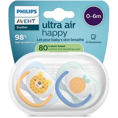 Пустышка Philips AVENT Ultra Air 0-6 місяців 2 шт жовто-блакитна (SCF080/23) Винница - изображение 4