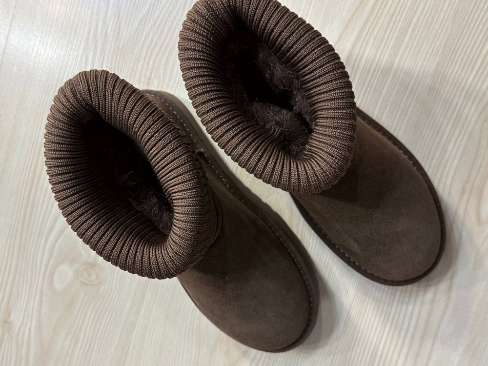 Уггі жіночі Hengji 56-7 з манжетом шкарпеткою на високій підошві коричневі, 38, 24 см Київ - фото 18