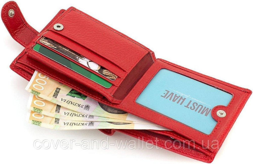Компактний жіночий гаманець червоного кольору подвійного складання ST 34 Київ - фото 5