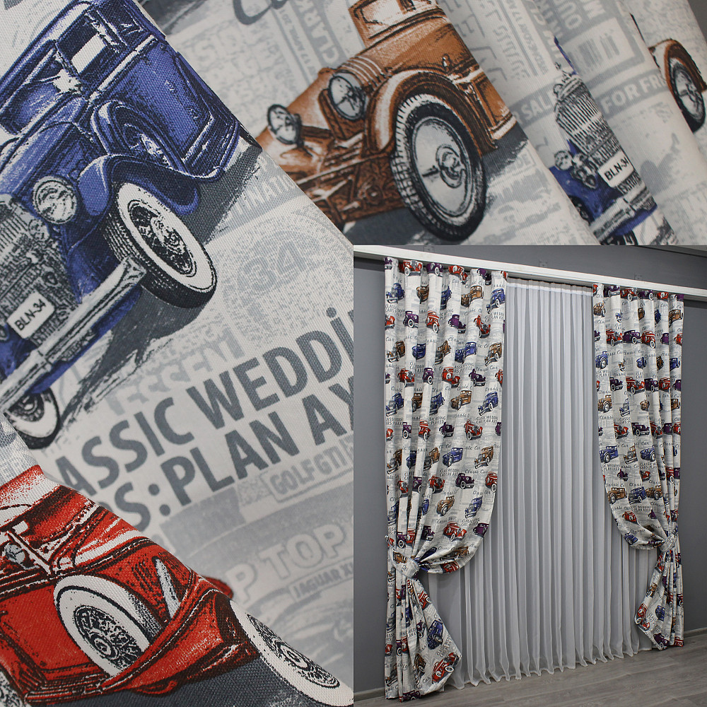 Комплект готових фото-штор VR-Textil Classic Car № 1499ш Різнобарвний 150х270 см 2 шт (33-0397) Київ - фото 1