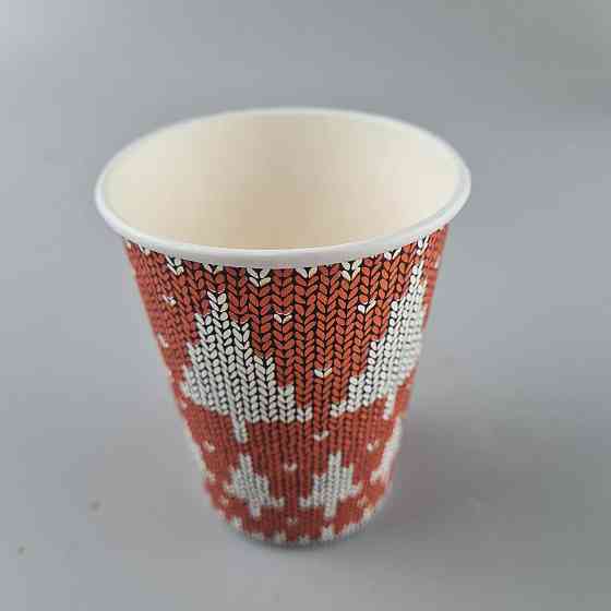 Стаканчики для кофе 250 мл НГ "ЕЛКИ НА КРАСНОМ" Маэстро h9 (50 шт) Харьков