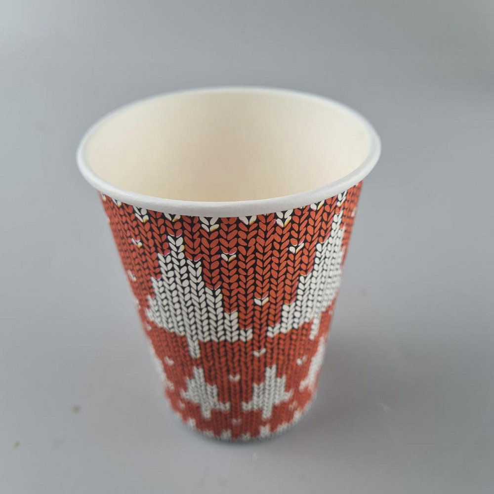 Стаканчики для кофе 250 мл НГ "ЕЛКИ НА КРАСНОМ" Маэстро h9 (50 шт) Харьков - изображение 2