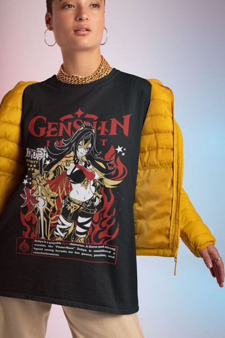 Футболка для мальчика аниме Дехйа Генсхин Імпакт Генсхин оверсайз (рост от 165 до 180 ) Черний AnimeJ1092m Днепр - изображение 3