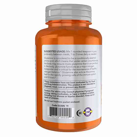 Глютамин Now Foods L-Glutamine Powder 1000g Київ